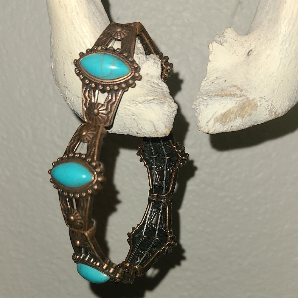 Turquoise and Bronze Bracelet
